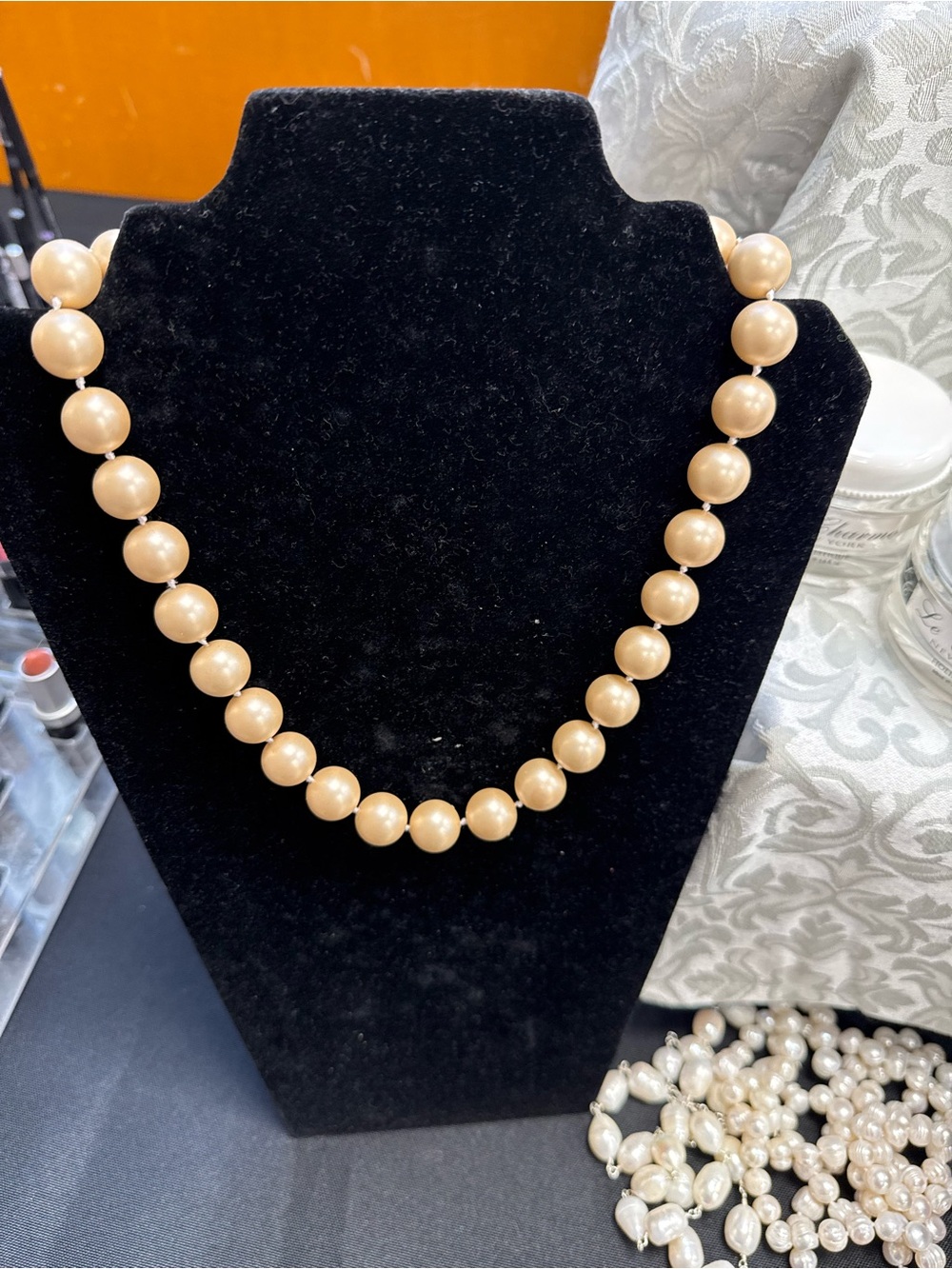 Classic Champagne Pearl Bead Necklace